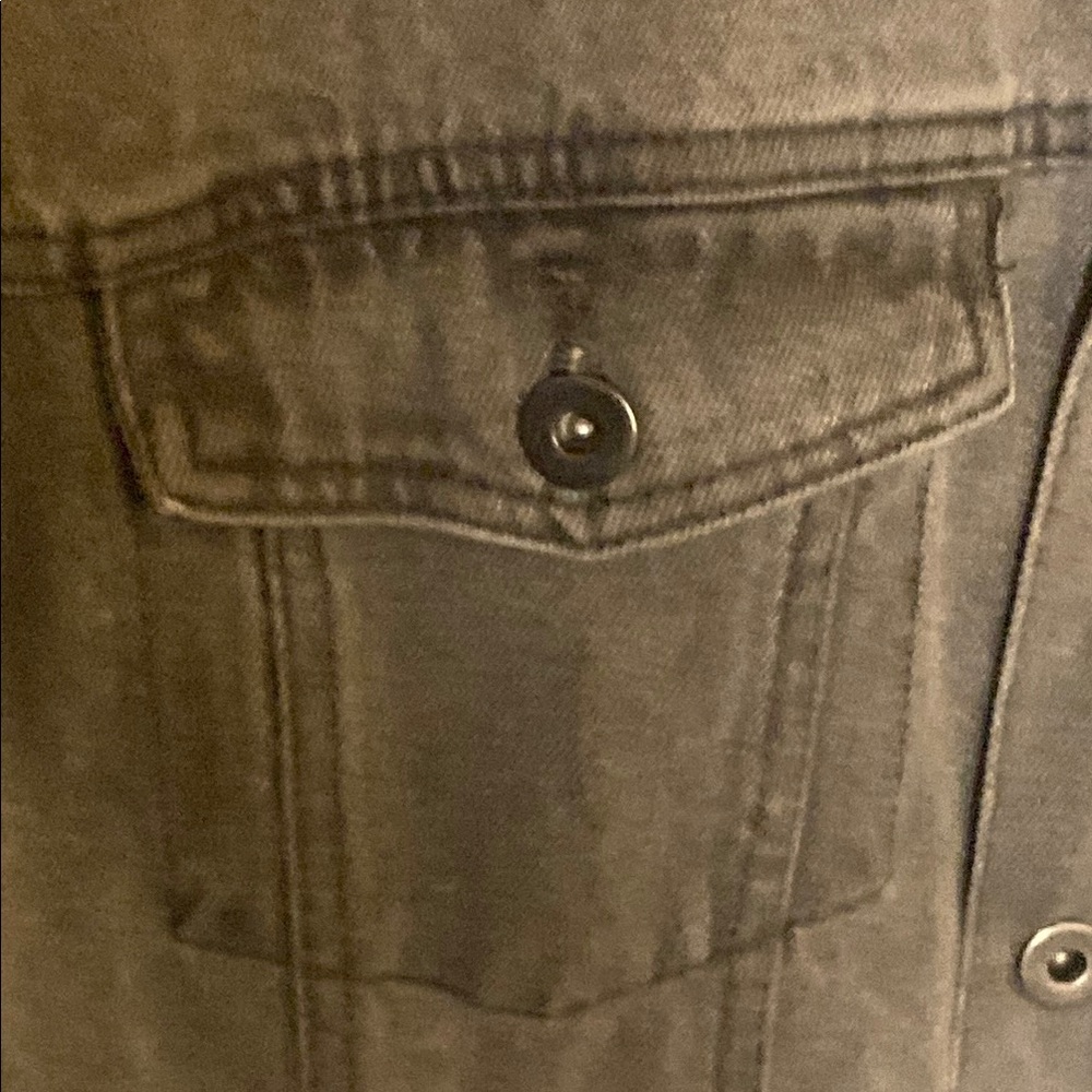 Gray Denim Jacket with Graphic Design Old English Ex Nihilo Another Influence M - Picture 7 of 8